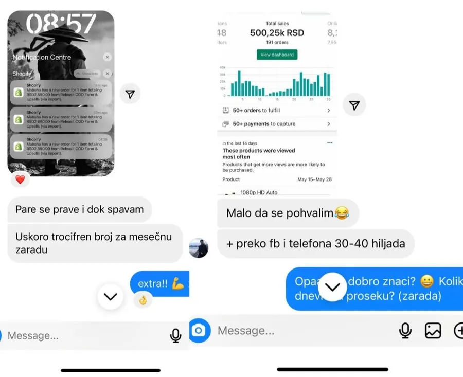 DM poruka člana: pare se prave i dok spavam, statistika prodavnice